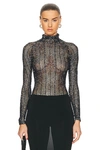 Alaïa Sequin Bodysuit In Marine & Argent