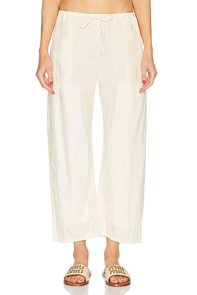 Leset Kyoto Drawstring Cotton Wide-leg Pants In Cream