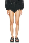 Isabel Marant Eneidao Denim Shorts In Faded Black