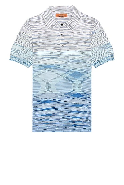 Missoni Short Sleeve Polo In Blue Space Dye