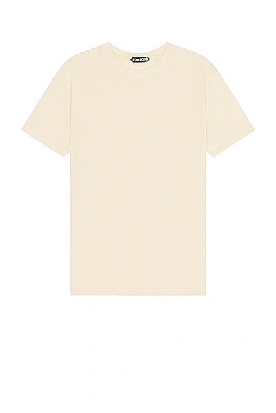 Tom Ford Lyocell Cotton Tee In Champagne