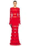 Norma Kamali Spliced Dress Fishtail Gown In Tiger Red