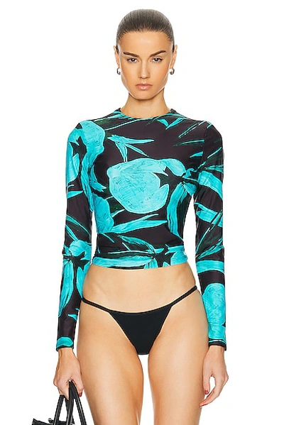 Louisa Ballou Surfer's Paradise Top In Turquoise Flower