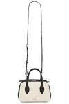 Khaite Small Maeve Canvas & Leather Crossbody In Black & Natural