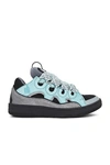Lanvin Curb Leather Sneakers In Light Blue