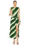 Johanna Ortiz Wrapped In Color Knotted Printed Stretch-jersey Maxi Dress In Green & Ecru