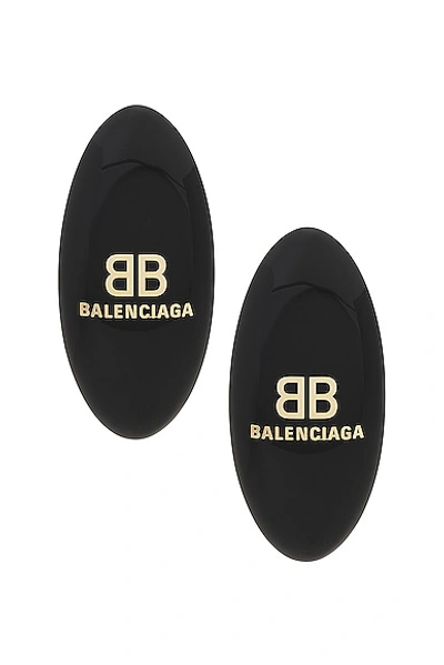 Balenciaga Hairclip Earrings In Black & Gold