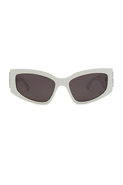 Balenciaga Rectangle Sunglasses In White & Grey