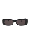 Balenciaga Grey Rectangular Ladies Sunglasses Bb0096s 001 51 In Black & Strass