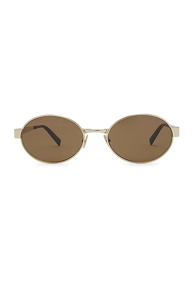 Saint Laurent Round Sunglasses In Brown,gold