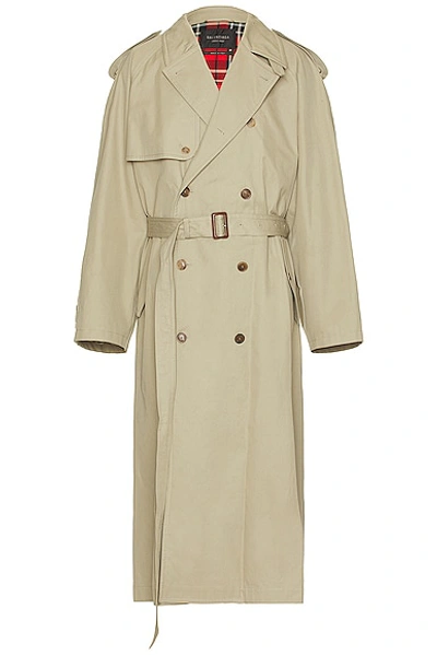 Balenciaga Man Sand Cotton Coat In Brown