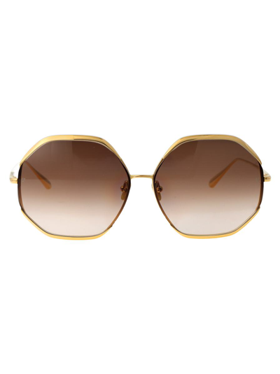 Linda Farrow Sunglasses In Yellowgold/browngrad