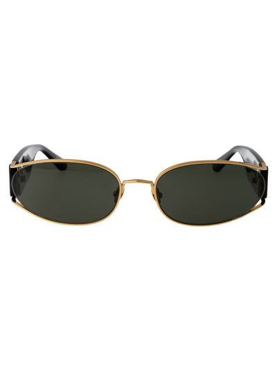 Linda Farrow Shelby Cat Eye Sunglasses In 001 Yellow Gold/ Black7 Grey