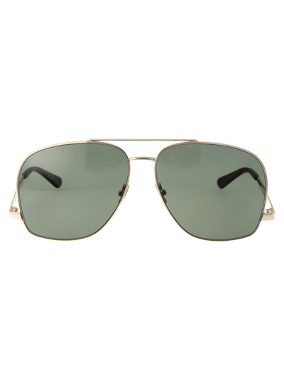 Saint Laurent Sunglasses In 003 Gold Gold Green