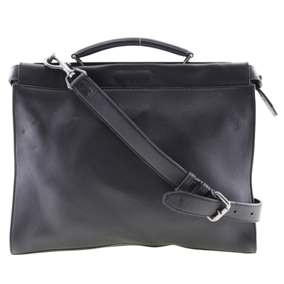 Fendi Peekaboo Black Leather Briefcase Bag ()