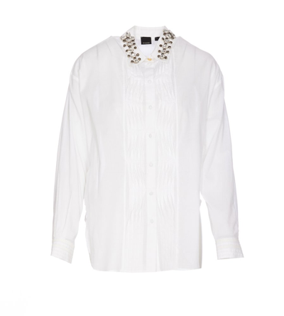 Pinko Embellished Collar Muslin Shirt In White