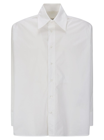 Mm6 Maison Margiela Numeric Embroidered Poplin Shirt In White