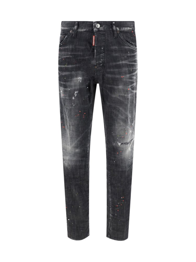 Dsquared2 Distressed Sprayed Effect Jeans In Black