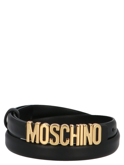 Moschino Mini Logo Lettering Belt In Black