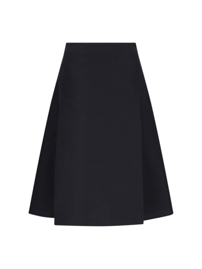 Marni A-line Cotton Midi Skirt In 黑色的
