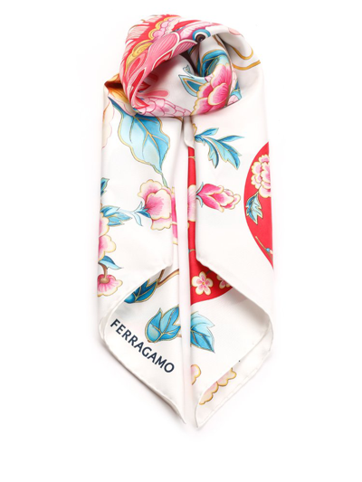 Ferragamo Salvatore  Dragon Floral Printed Scarf In Multi