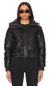 Allsaints Sloane Padded Leather Bomber Jacket In Black