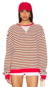 Free People Oversize Stripe Sweatshirt In Coffee Combo