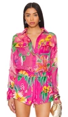 Rococo Sand Megan Button Up Shirt In 粉红碎花
