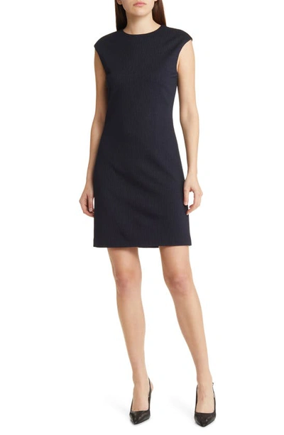 Theory Fairfield Stripe Cap Sleeve Sheath Dress In Navy Multi
