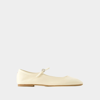 Aeyde Uma Leather Mary Jane Ballet Flats In Beige