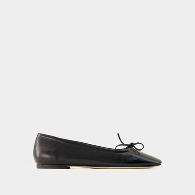 Aeyde Delfina Leather Bow Ballerina Flats In Black