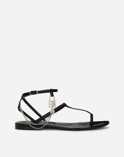 Dolce & Gabbana Patent Leather Sandals In Black