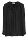 Lanvin Long-sleeved Pleated Blouse In Black