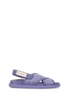 MARNI PURPLE LEATHER AND TECH FABRIC SANDALS