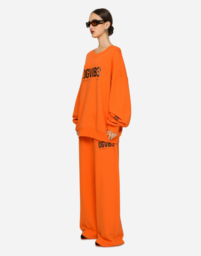 Dolce & Gabbana Jersey Jogging Pants With Dgvib3 Print In Orange