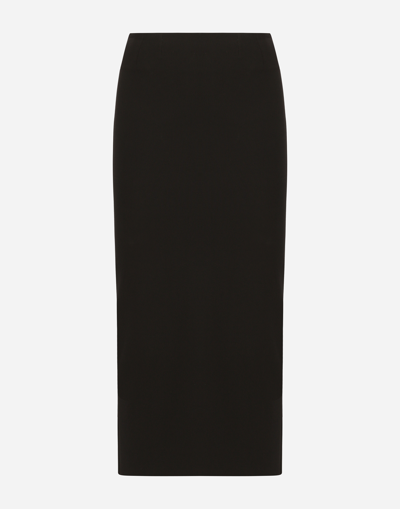Dolce & Gabbana High-waisted Straight Midi Skirt In Black