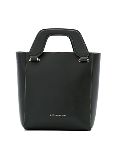 Aim Handmade In Italy Mini Sofia Smooth Calf Leather Handbag In Black