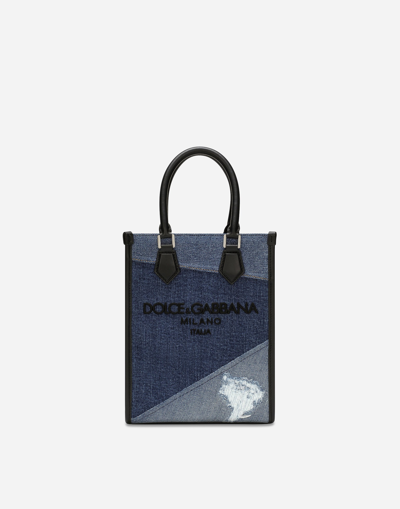 Dolce & Gabbana Small Patchwork Denim Bag In Blue