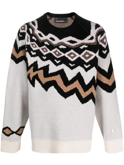 Neil Barrett Multicolored Sweater In White