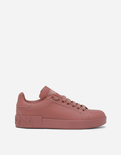 Dolce & Gabbana Portofino Low-top Leather Sneakers In Pink