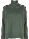 LORENA ANTONIAZZI GREEN PIPED TRIM SWEATER