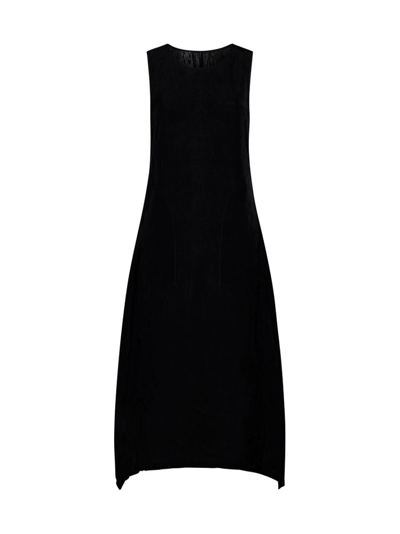 Uma Wang Crewneck Sleeveless Midi Dress In Black