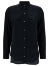 EQUIPMENT BLACK SILK SHIRT WITH POCKETS