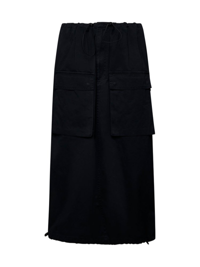 Mm6 Maison Margiela Gabardine Midi Skirt In Black