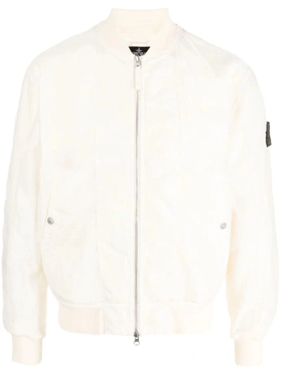 Stone Island Shadow Project Beige Logo-patch Jacket In White