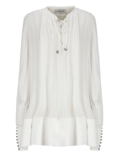 Lanvin White Pleated Dress