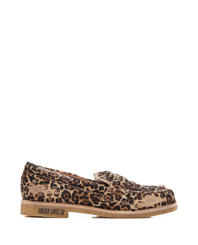 Golden Goose Jerry Leopard Print Horsy Leather Loafers In Brown