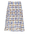 Marni Graphic-print Silk Midi Skirt In Blue