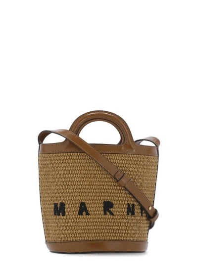 Marni Brown Cotton Blend And Leather Handbag