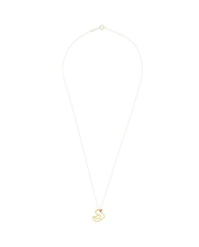 Aliita Patito Enamel Duckling Necklace In Yellow